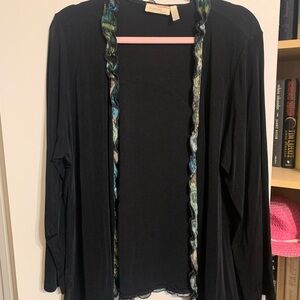 Choices Black Cardigan with Colorful Trim